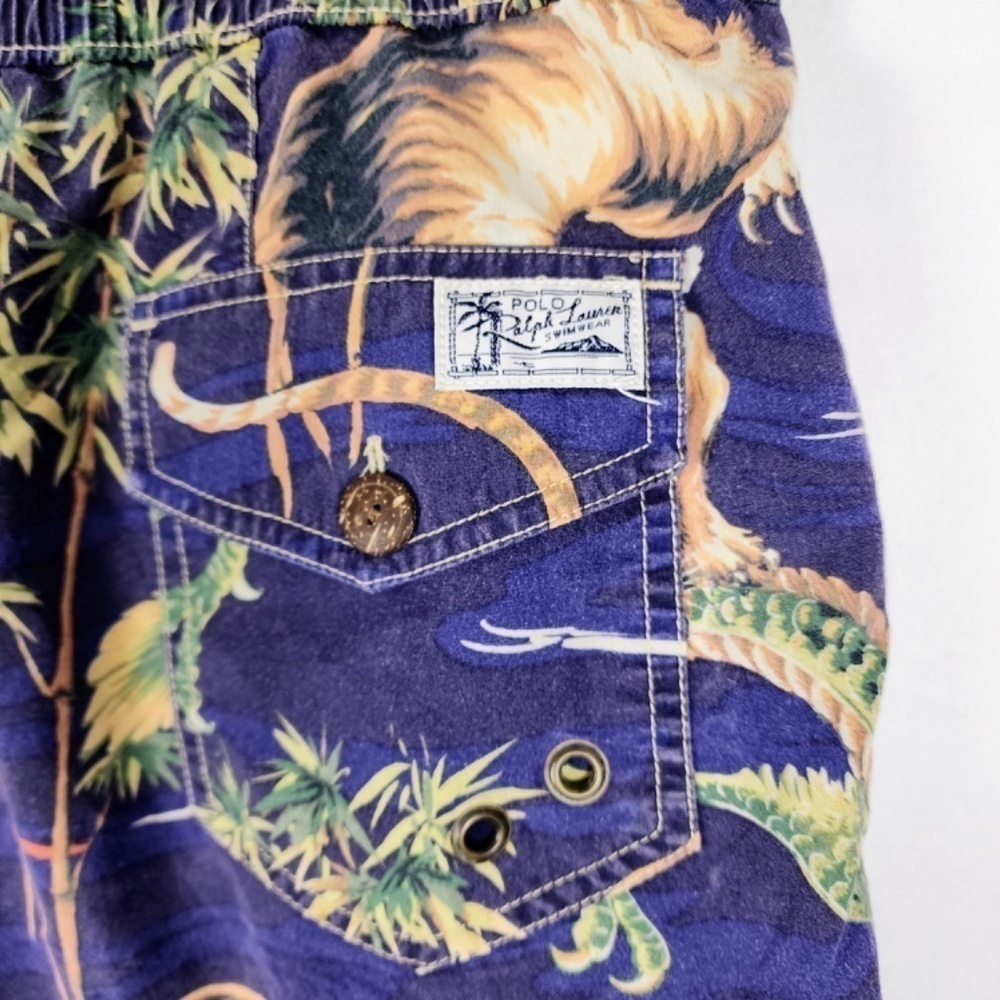 Polo Ralph Lauren - Swim Trunks Asian Style Dragon Eagle Tiger Mens Blue - Sz XL - Picture 3 of 11